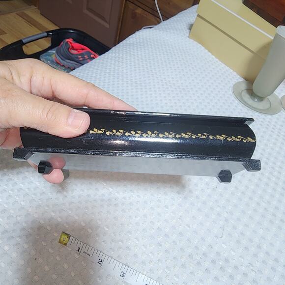 VINTAGE RUSSIAN WOOD LAQUER HAND PAINTED TRINKET JEWELRY BOX - Picture 7 of 7